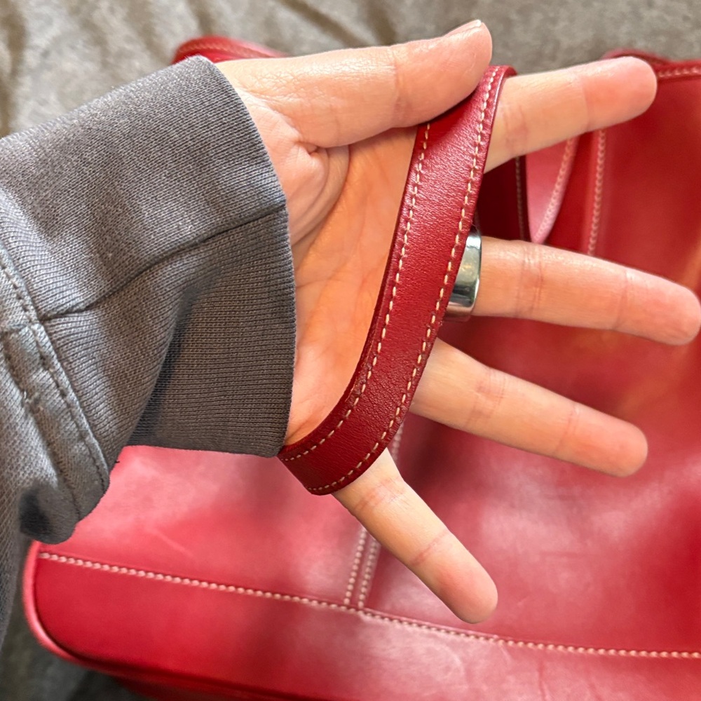 Coach Red Leather Tote Bag - Picture 14 of 16